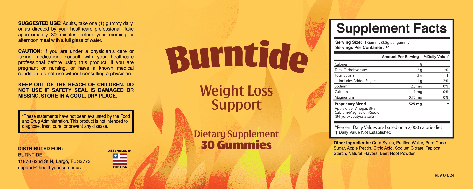 BurnTide label visual from official product materials